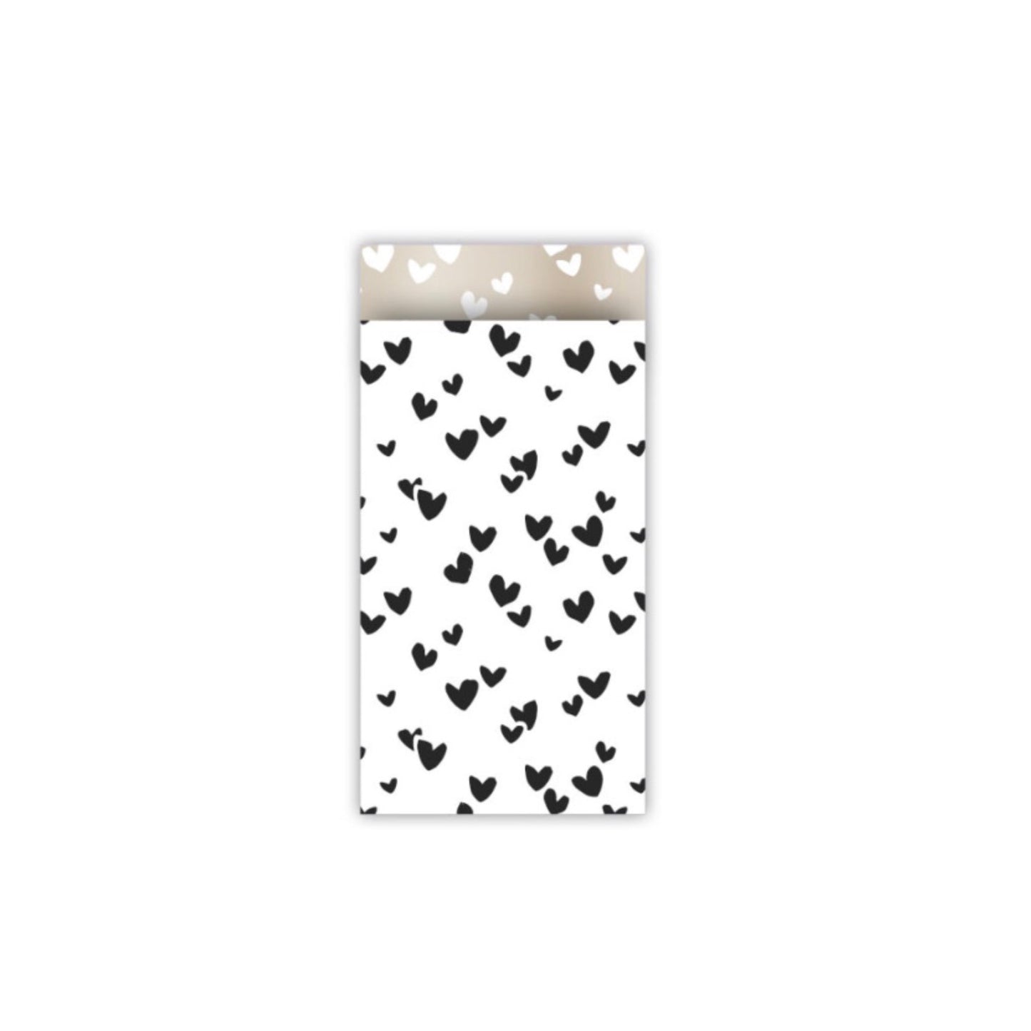 Cadeauzakjes - solo hearts - zwart/wit - 7x13 cm - 5 stuks