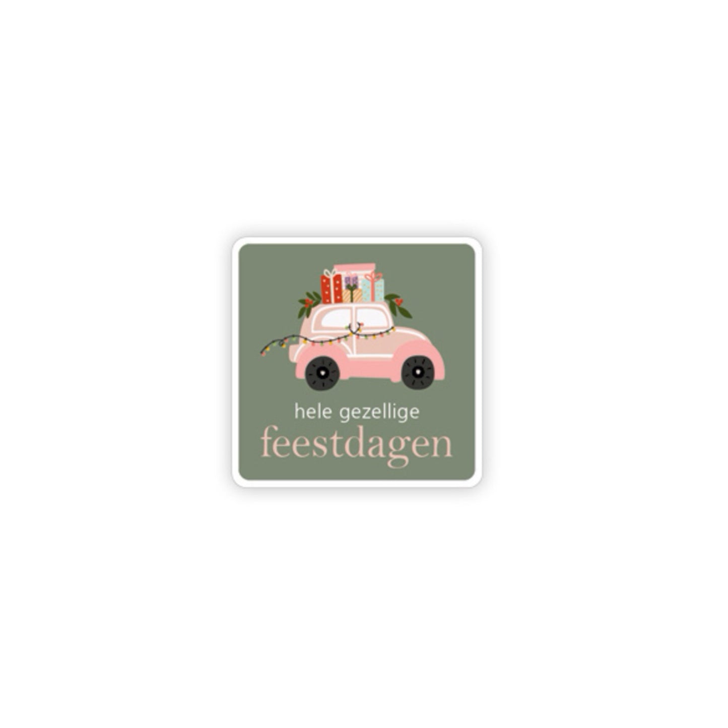 Cadeaustickers - hele gezellige feestdagen - groen - 10 stuks