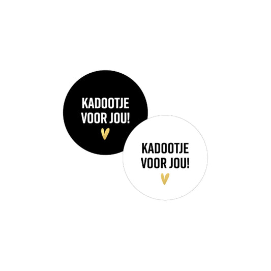 Cadeaustickers - kadootje voor jou - zwart/wit - 10 stuks