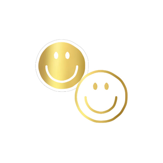 Cadeaustickers - smiley - goud/wit - 10 stuks