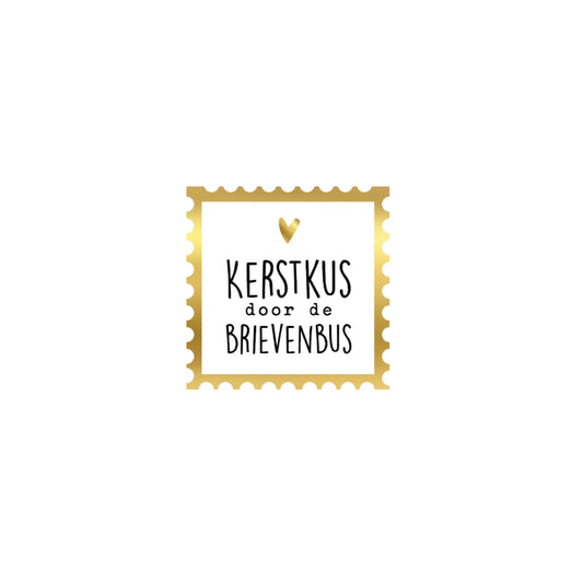 Cadeaustickers - kerstkus door de brievenbus - goud - 10 stuks