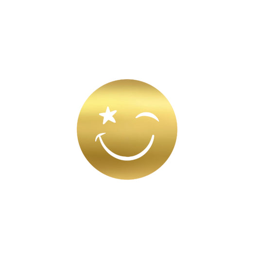 Cadeaustickers - smiley - goud - 10 stuks