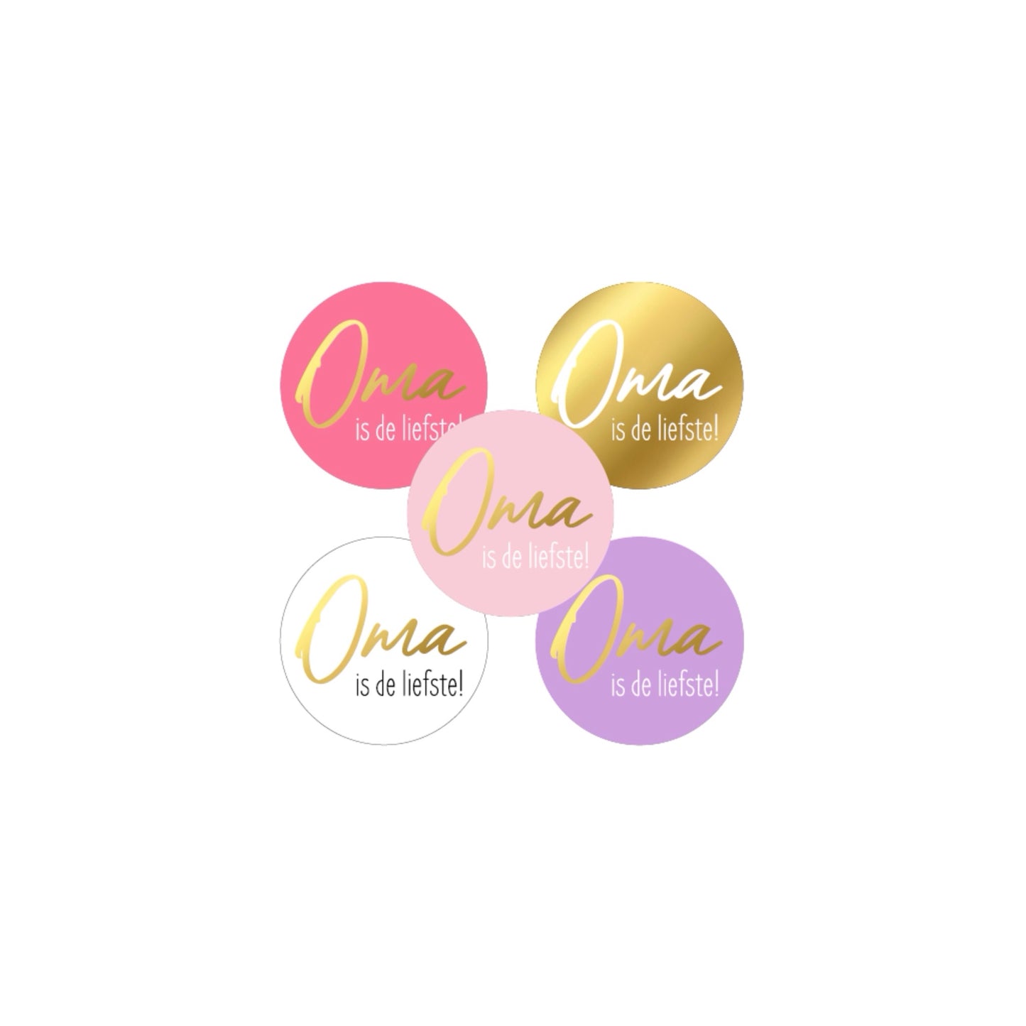 Cadeaustickers - oma is de liefste - roze, goud - 10 stuks